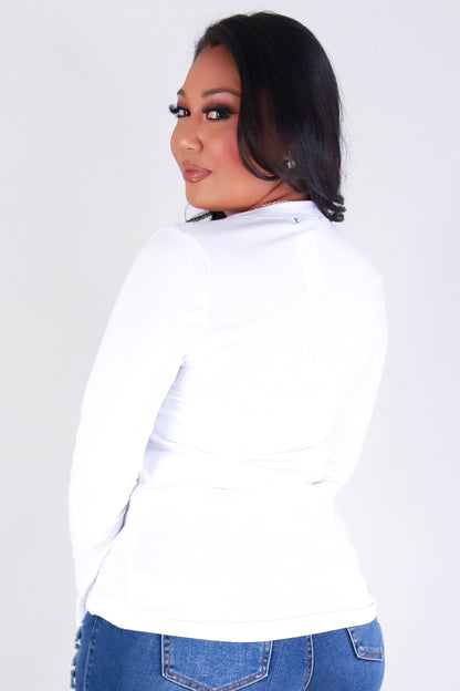 Jeans Warehouse Hawaii - PLUS BASIC LONG SLEEVE TEES - FAIR PLAY LONG SLEEVE TOP | By AMBIANCE APPAREL