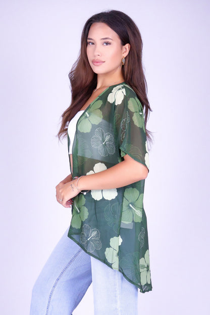 HIBISCUS PARADISE CHIFFON CARDIGAN