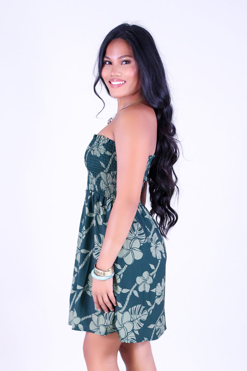 TROPICAL GARDEN SMOCKED BABYDOLL DRESS