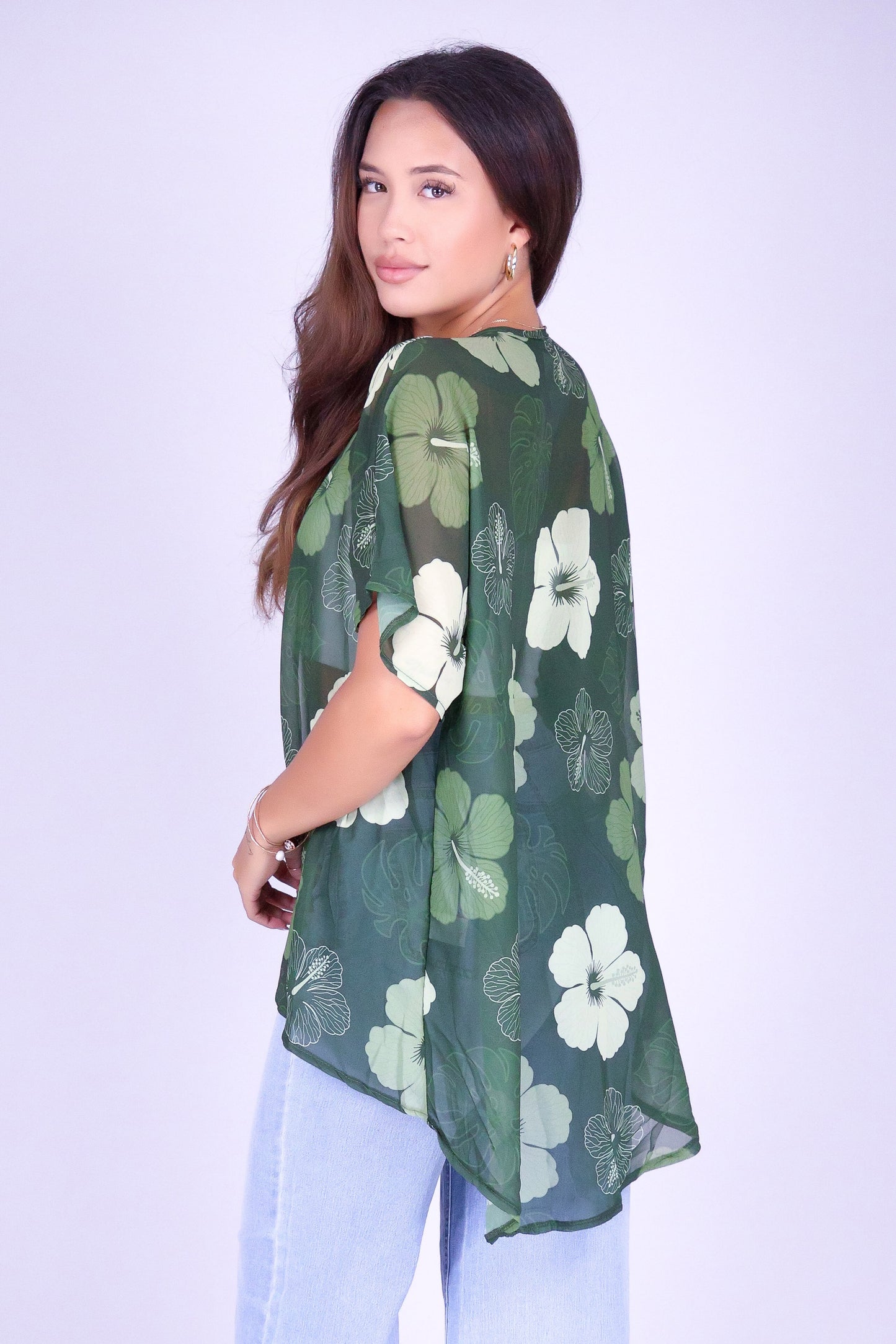 HIBISCUS PARADISE CHIFFON CARDIGAN