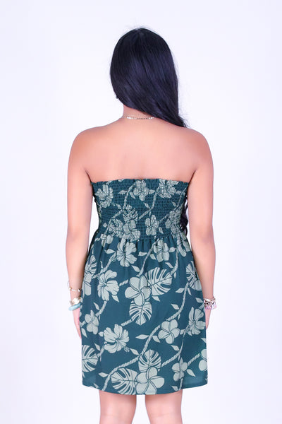 TROPICAL GARDEN SMOCKED BABYDOLL DRESS