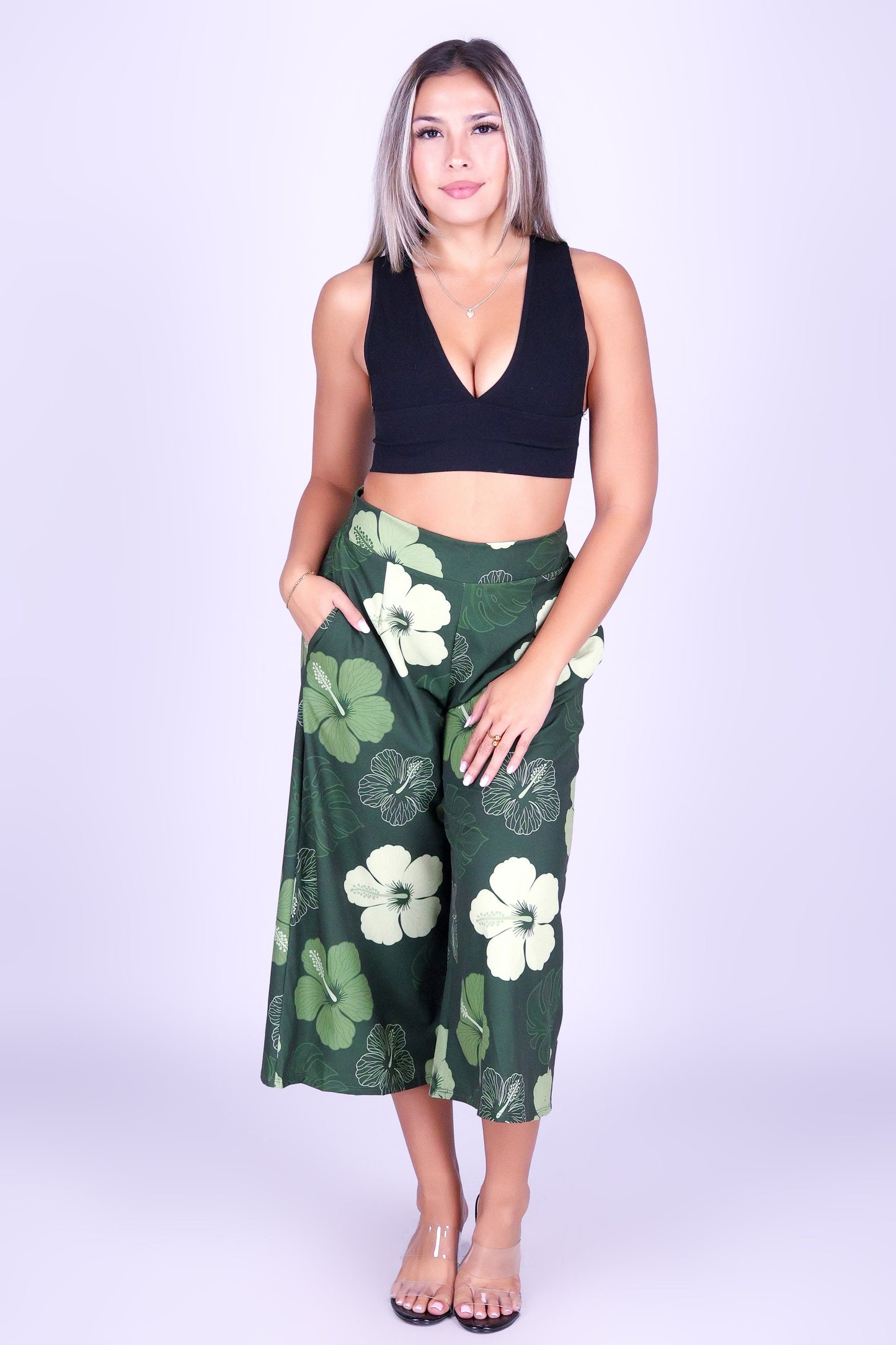 HIBISCUS PARADISE PLEATED CAPRI'S