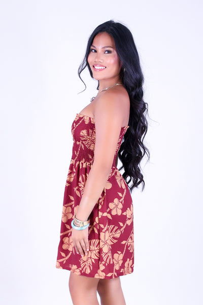 TROPICAL GARDEN SMOCKED BABYDOLL DRESS