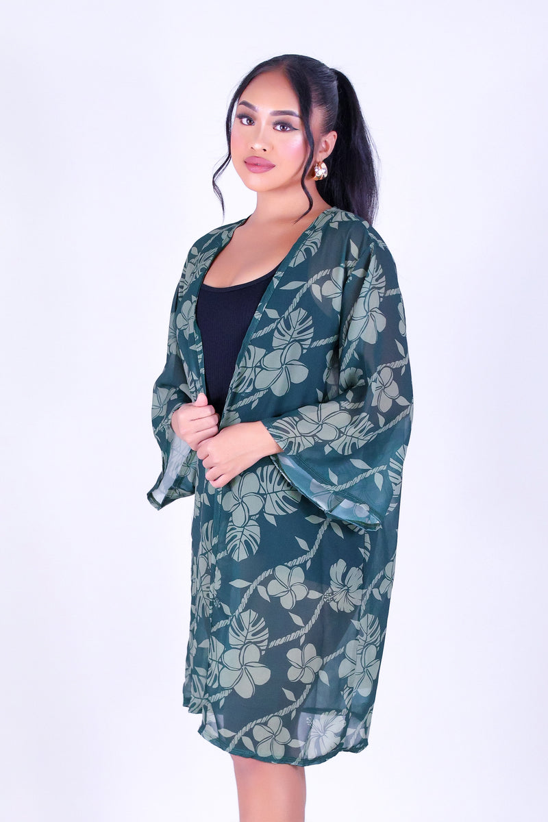 TROPICAL GARDEN CHIFFON CARDIGAN