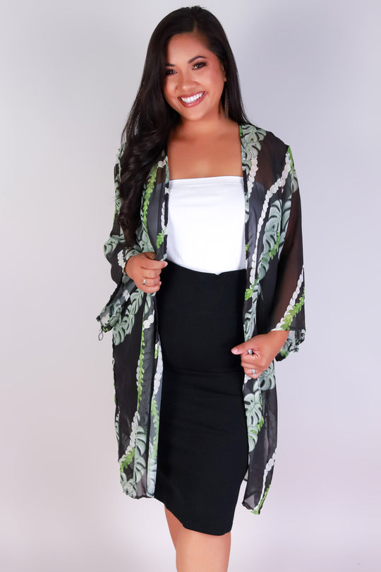 MONSTERA PIKAKE CHIFFON CARDIGAN