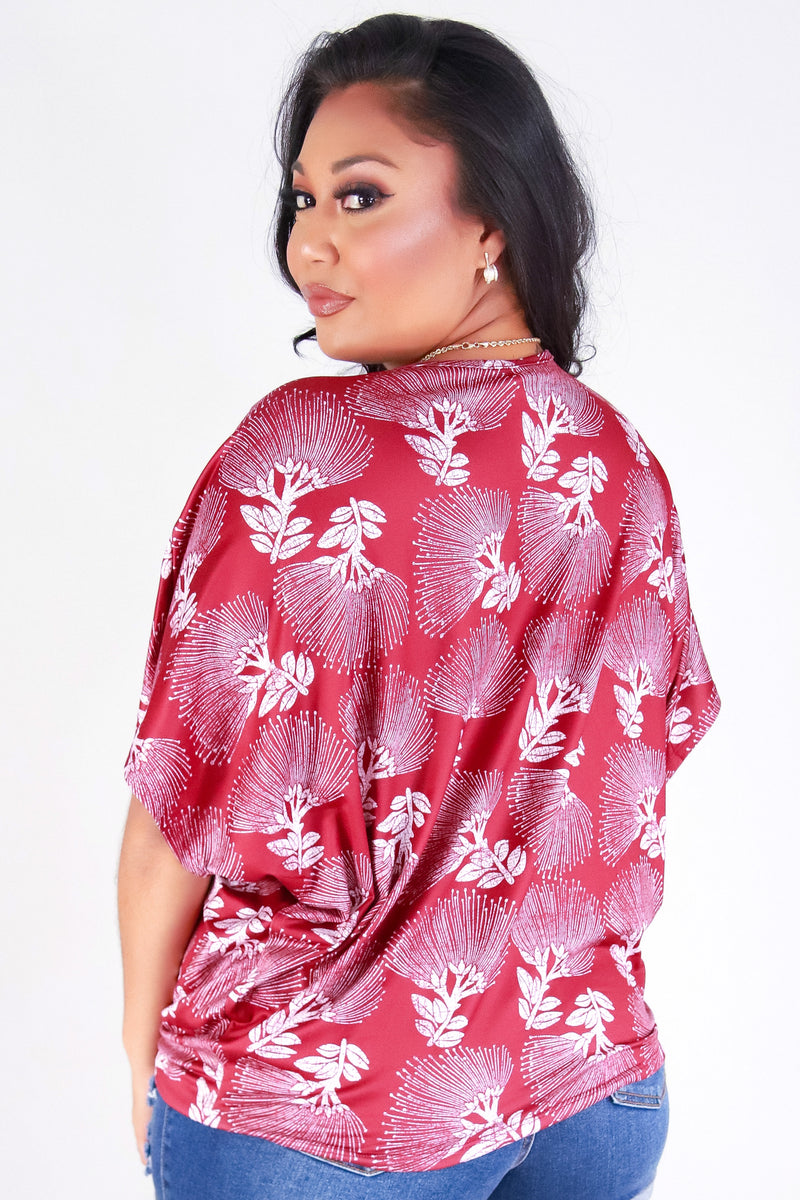 Jeans Warehouse Hawaii - PLUS PRINTED S/S - OHIA LEHUA DOLMAN TOP | By LUZ