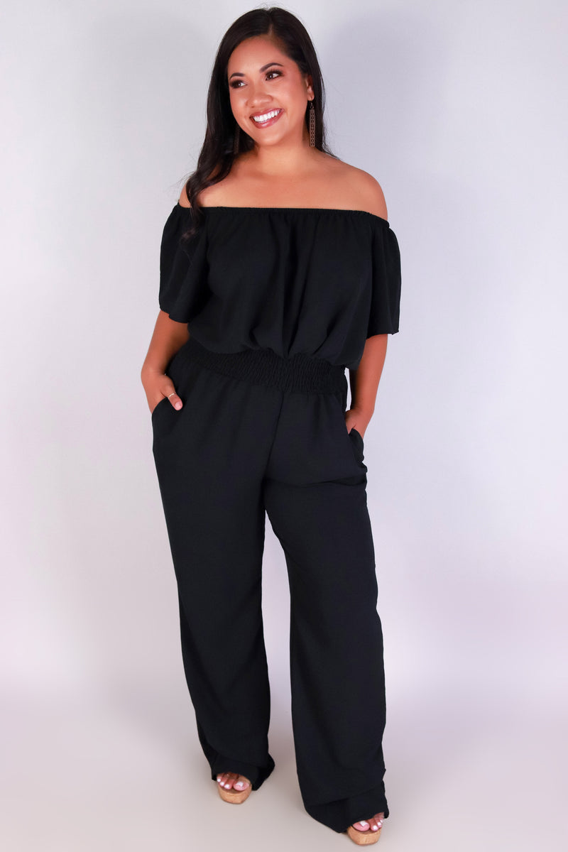 Jeans Warehouse Hawaii - PLUS SOLID JUMPSUITS - SWEET ESCAPE JUMPSUIT | By STYLE TREE INC