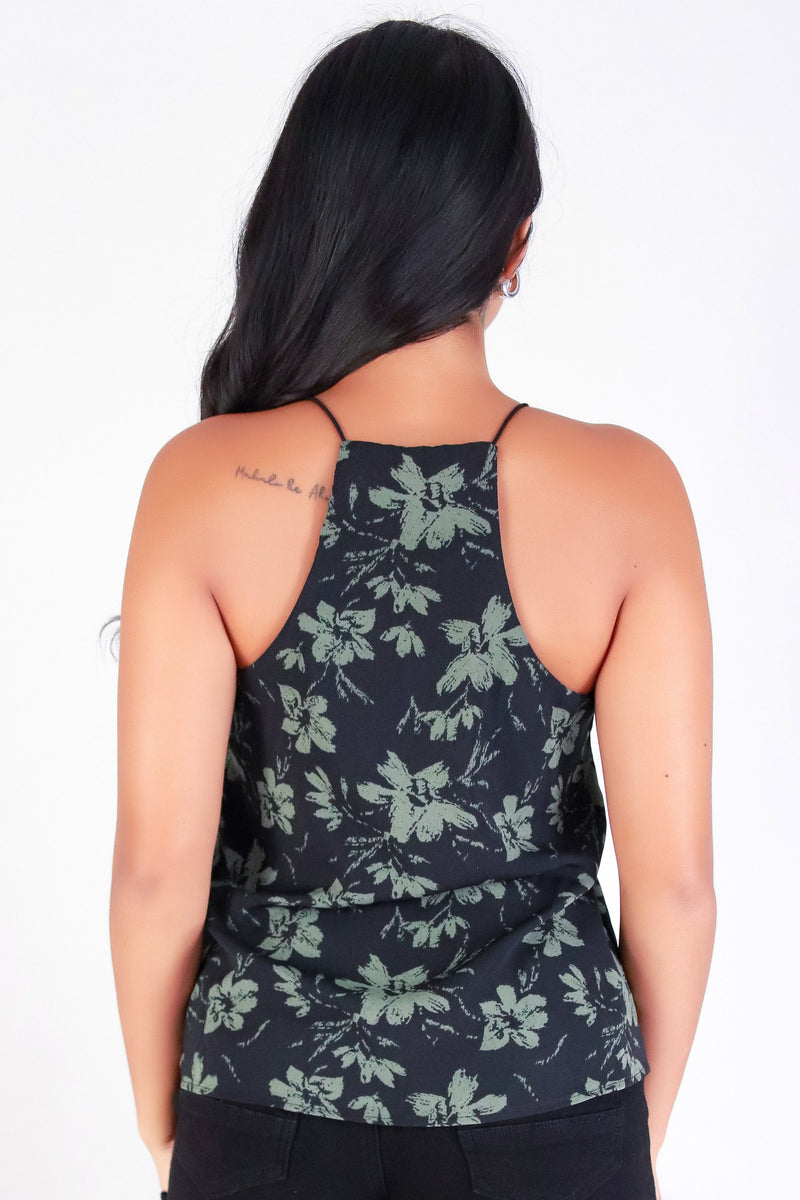 Jeans Warehouse Hawaii - TANK PRINT WOVEN DRESSY TOPS - FLUTTER CHIC BUNGEE STRAP TOP | By PAPERMOON/ B_ENVIED