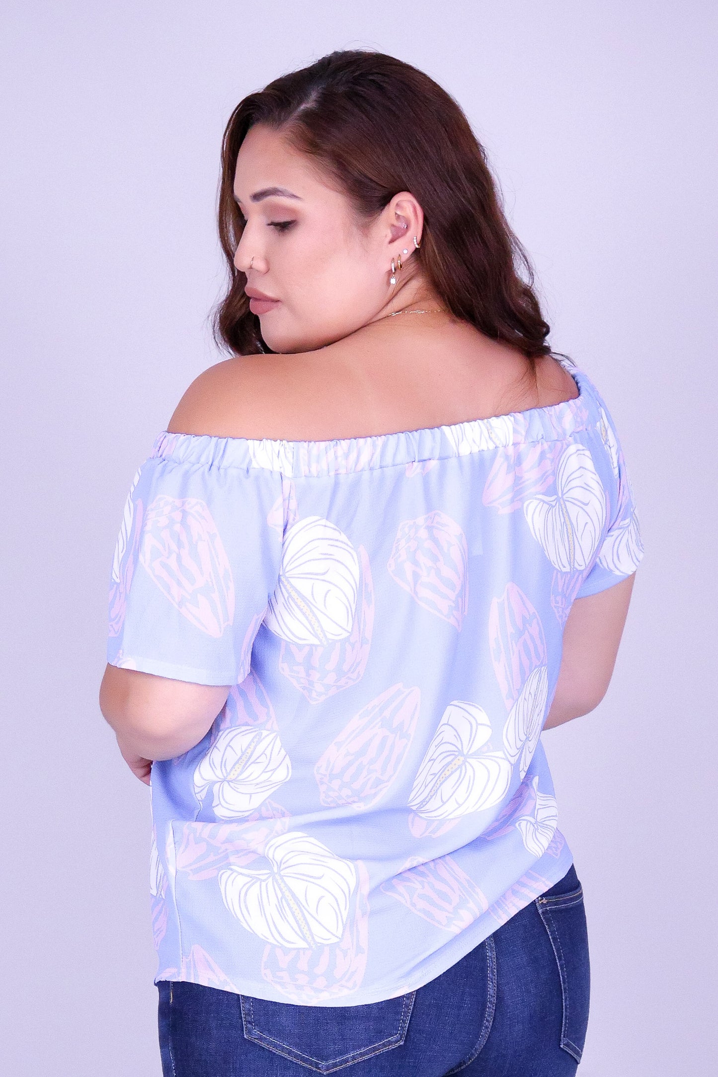 ANTHURIUM SHELL OFF SHOULDER TOP