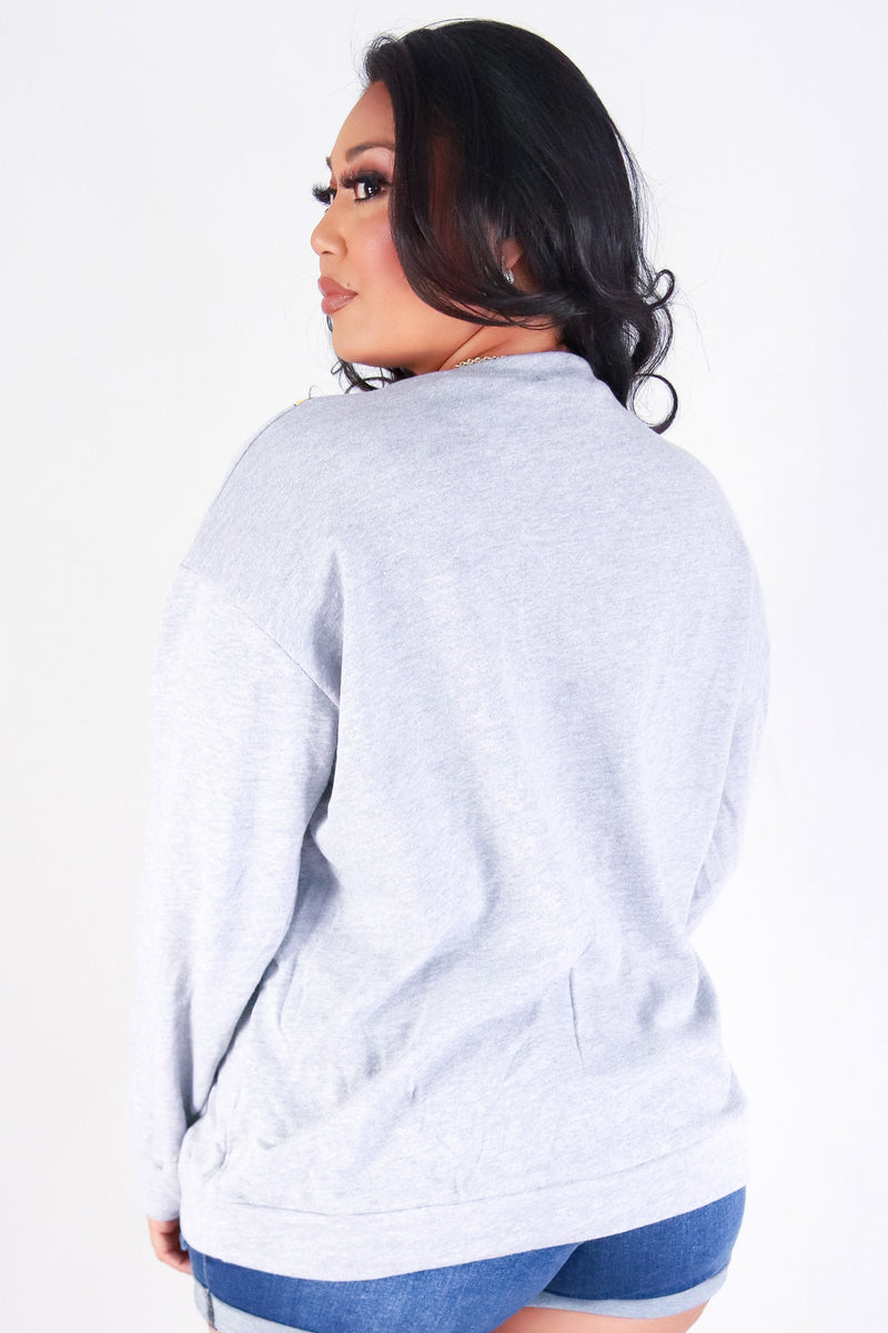 Jeans Warehouse Hawaii - PLUS SOLID LONG SLV TOPS - PUAKENIKENI LEI SWEATER | By ROCK & ROSE BY CHERIE