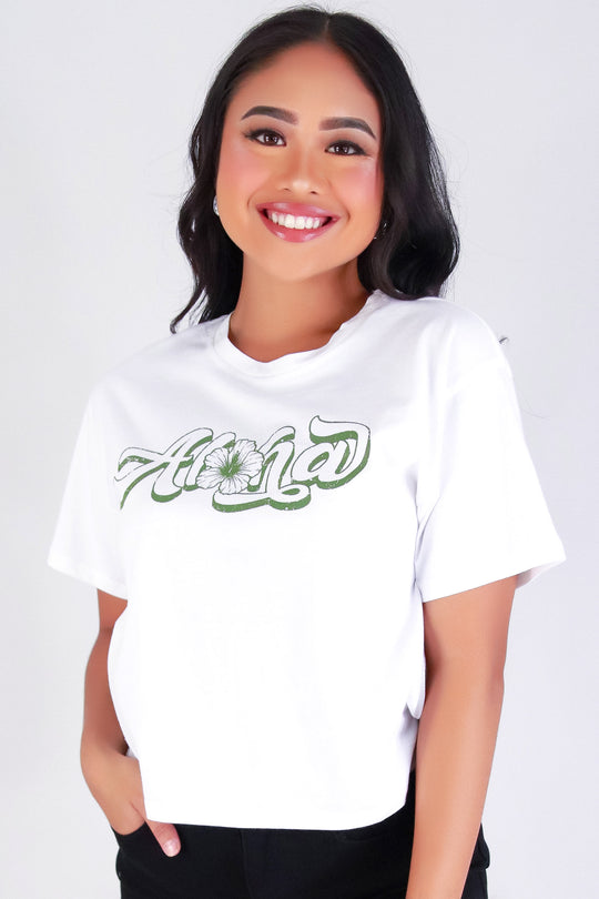 ALOHA HIBISCUS CROP TEE
