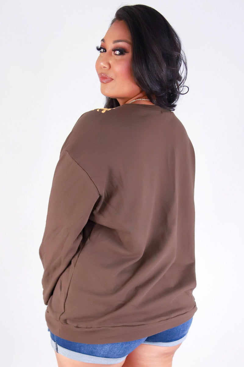 Jeans Warehouse Hawaii - PLUS SOLID LONG SLV TOPS - PUAKENIKENI LEI SWEATER | By ROCK & ROSE BY CHERIE