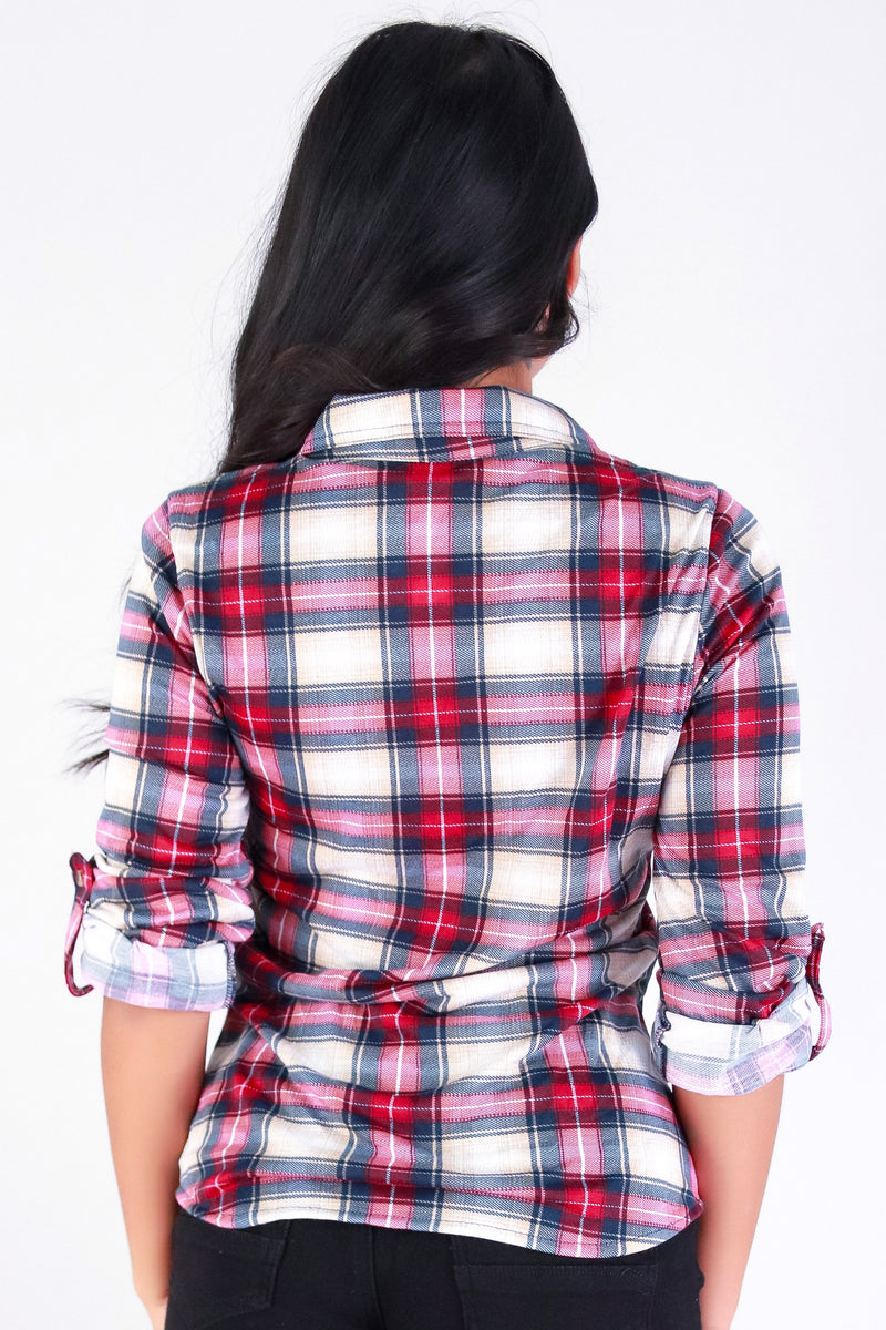 Jeans Warehouse Hawaii - LS PRINT - STORE IT AWAY PLAID TOP | By FASHION CARGO