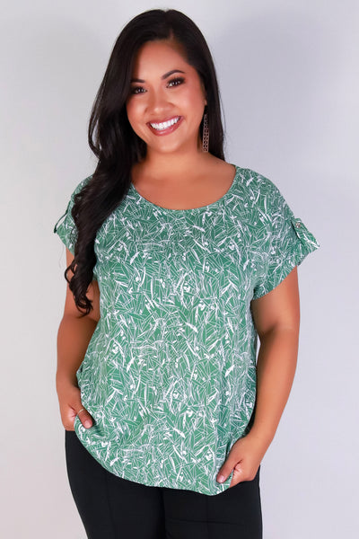 Jeans Warehouse Hawaii - PLUS S/S PRINT WOVEN TOPS - WHAT'S THE RUSH TOP | By ZENOBIA
