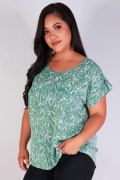 Jeans Warehouse Hawaii - PLUS S/S PRINT WOVEN TOPS - WHAT'S THE RUSH TOP | By ZENOBIA