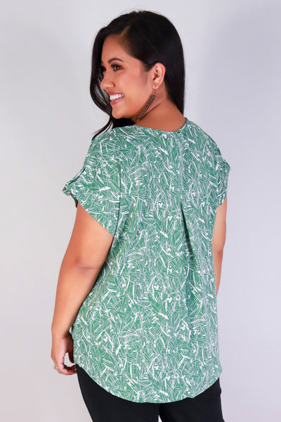 Jeans Warehouse Hawaii - PLUS S/S PRINT WOVEN TOPS - WHAT'S THE RUSH TOP | By ZENOBIA