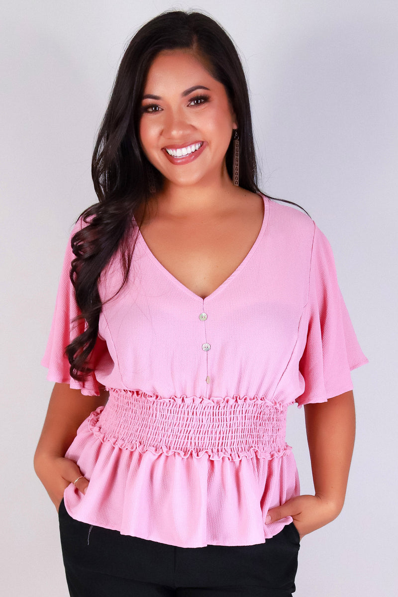 Jeans Warehouse Hawaii - PLUS S/S SOLID WOVEN TOPS - SOFT HOLD TOP | By HAUTE FOX