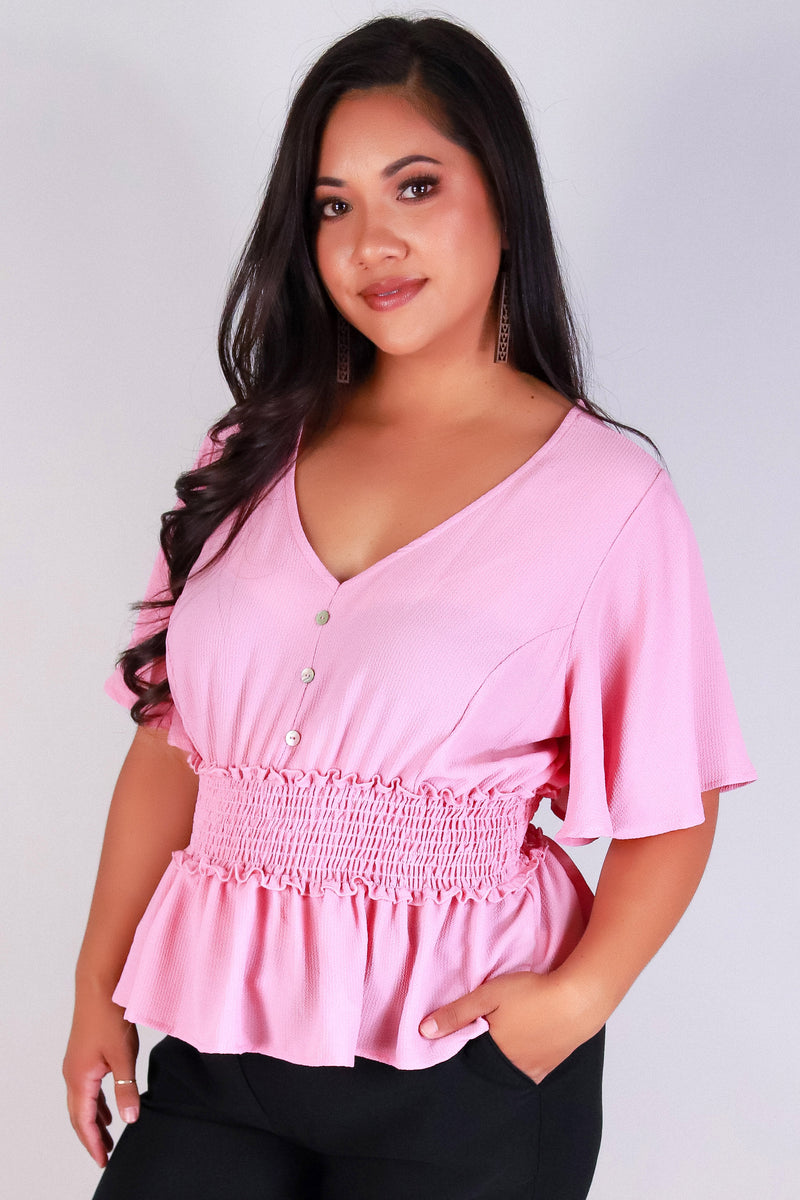 Jeans Warehouse Hawaii - PLUS S/S SOLID WOVEN TOPS - SOFT HOLD TOP | By HAUTE FOX