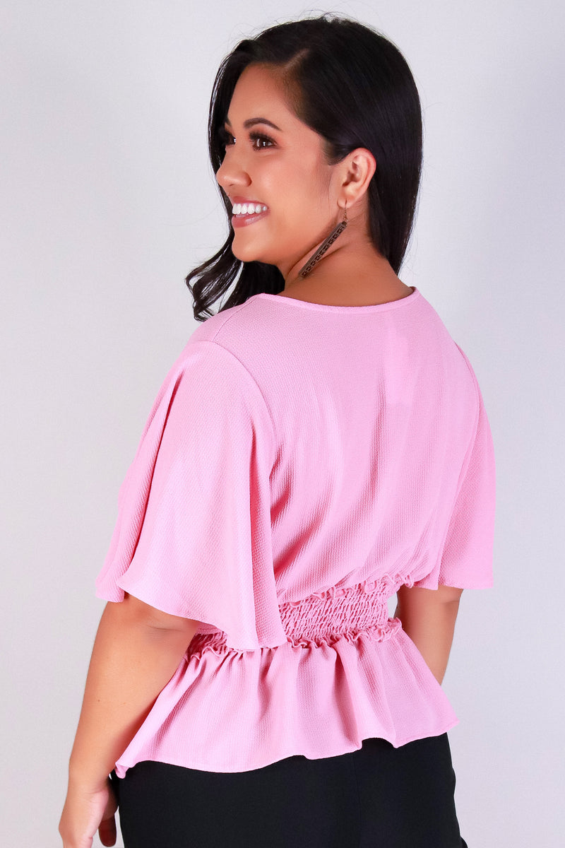 Jeans Warehouse Hawaii - PLUS S/S SOLID WOVEN TOPS - SOFT HOLD TOP | By HAUTE FOX