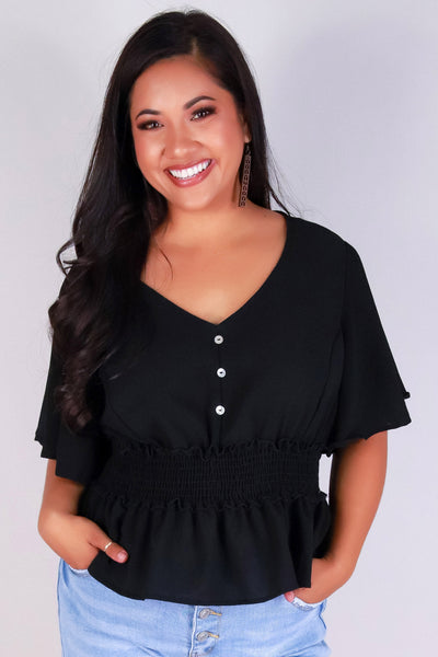 Jeans Warehouse Hawaii - PLUS S/S SOLID WOVEN TOPS - SOFT HOLD TOP | By HAUTE FOX