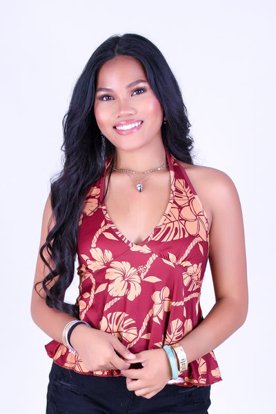 TROPICAL GARDEN HALTER TOP