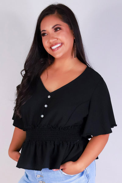 Jeans Warehouse Hawaii - PLUS S/S SOLID WOVEN TOPS - SOFT HOLD TOP | By HAUTE FOX