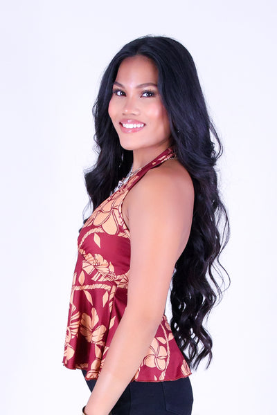 TROPICAL GARDEN HALTER TOP