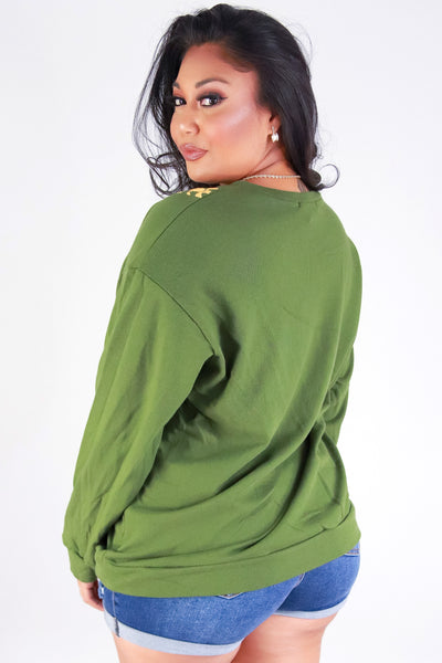 Jeans Warehouse Hawaii - PLUS SOLID LONG SLV TOPS - PUAKENIKENI LEI SWEATER | By ROCK & ROSE BY CHERIE