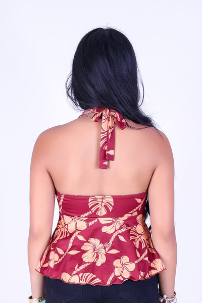 TROPICAL GARDEN HALTER TOP