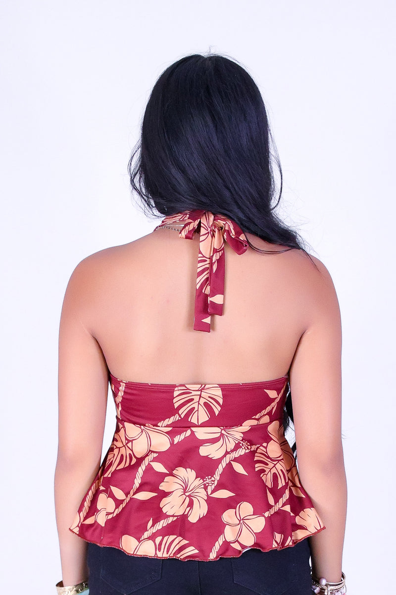 TROPICAL GARDEN HALTER TOP