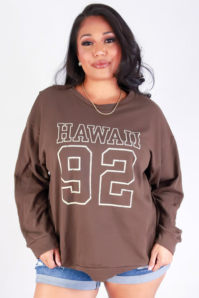 Jeans Warehouse Hawaii - PLUS SOLID LONG SLV TOPS - HAWAII 92 LONG SLEEVE TOP | By ROCK & ROSE BY CHERIE