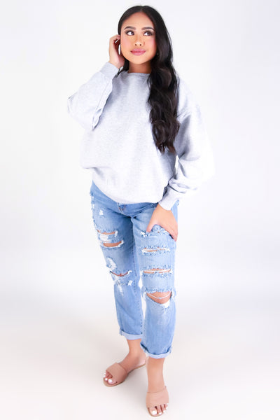Jeans Warehouse Hawaii - SOLID LONG SLV TOPS - BOYFRIEND SWEATER | By REFLEX