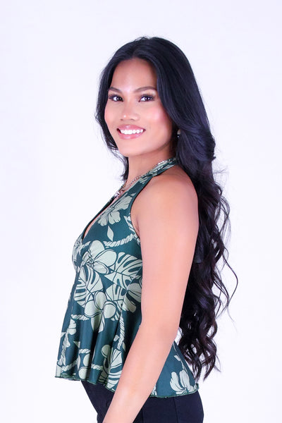 TROPICAL GARDEN HALTER TOP