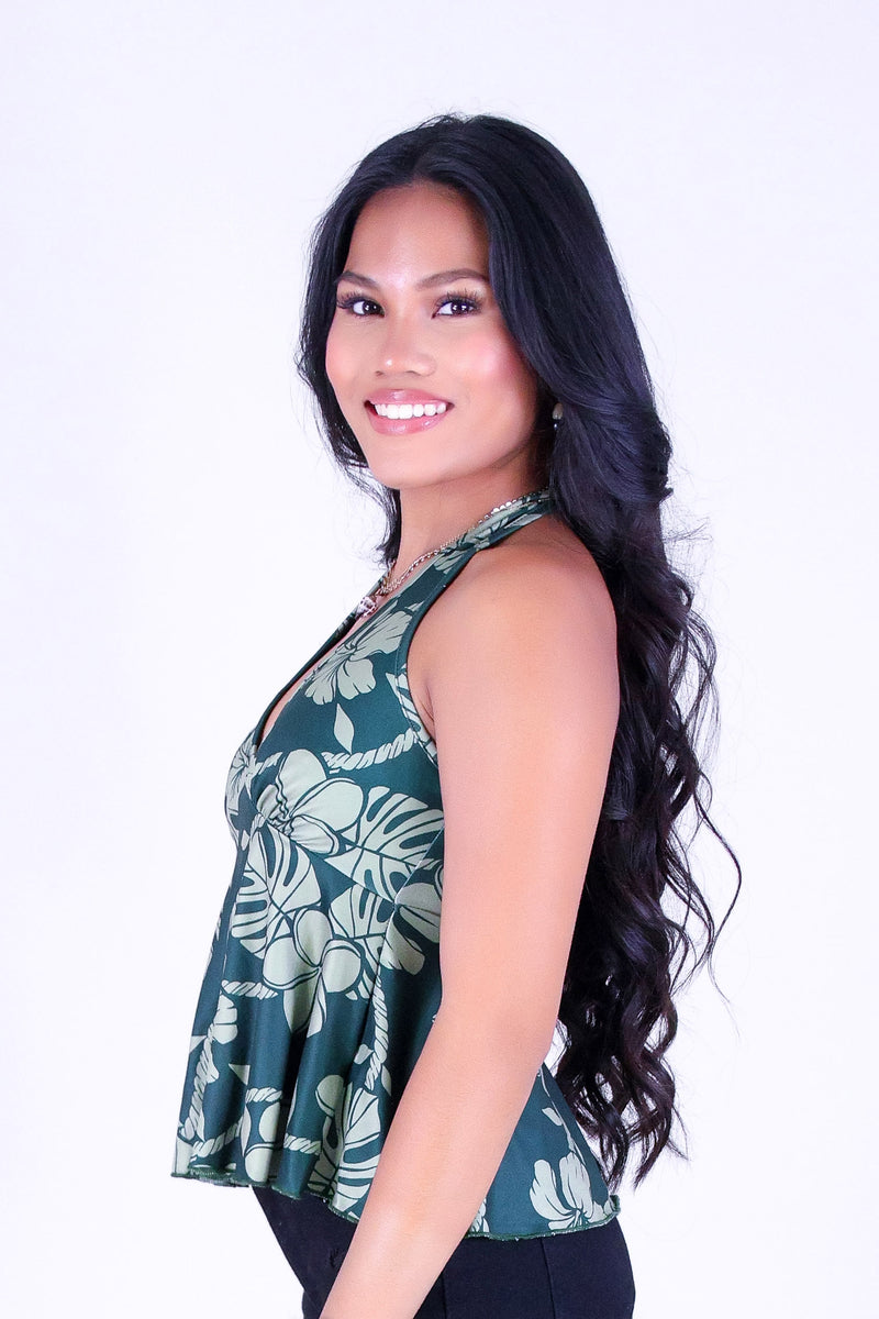 TROPICAL GARDEN HALTER TOP