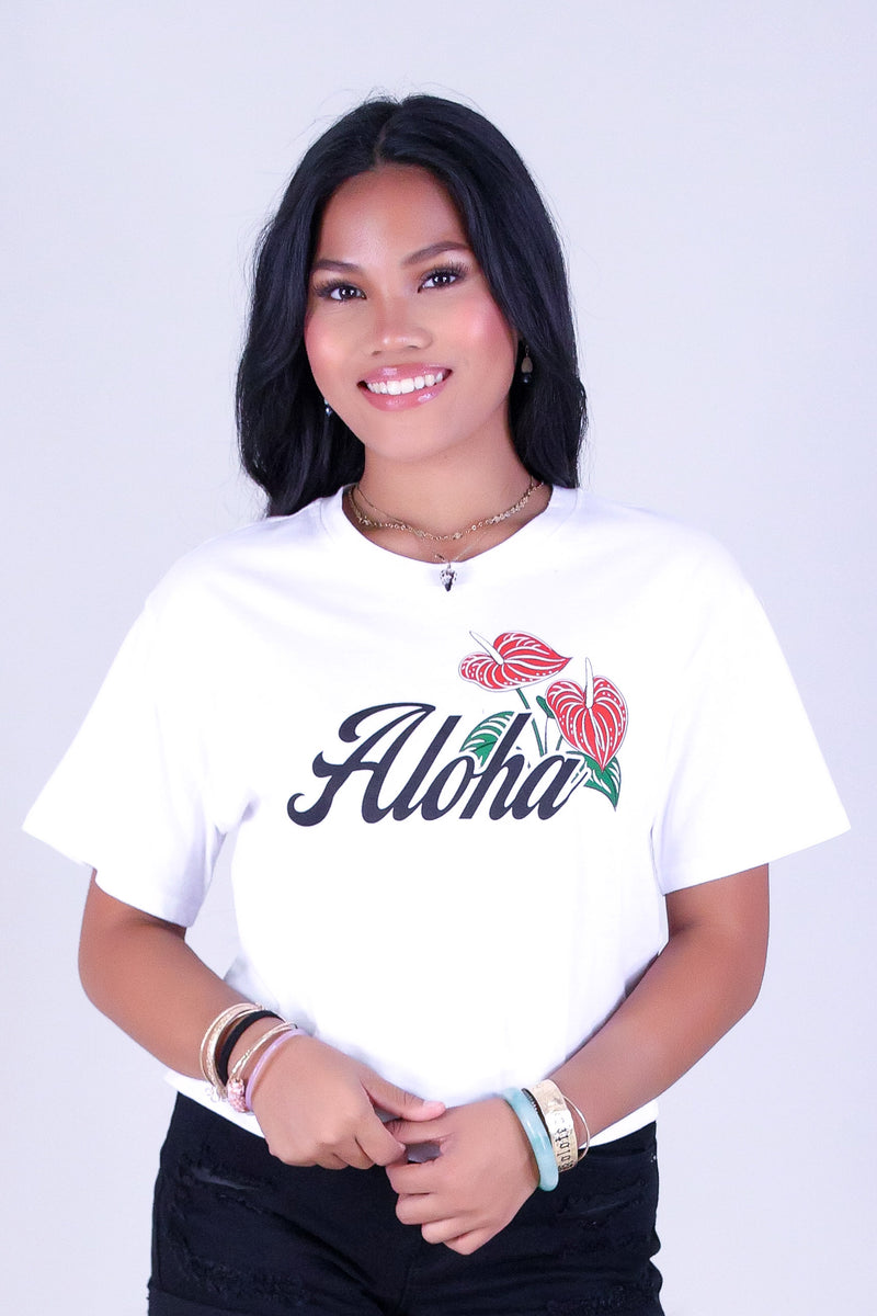 ALOHA ANTHURIUM CROP TEE
