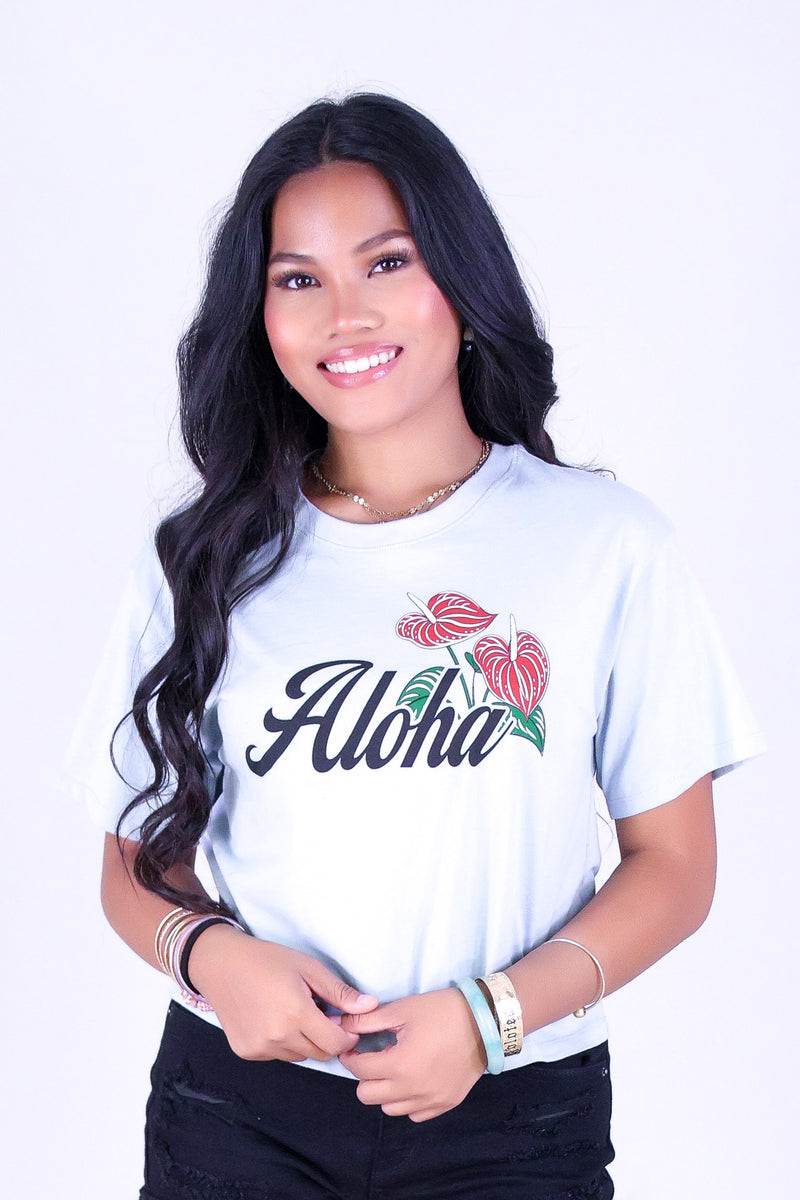 ALOHA ANTHURIUM CROP TEE