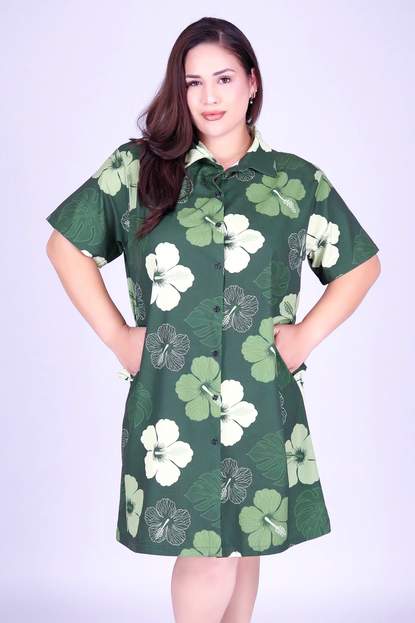 HIBISCUS PARADISE BUTTON DOWN DRESS