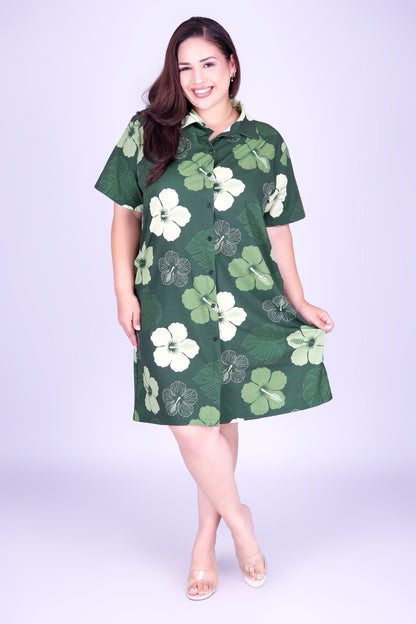 HIBISCUS PARADISE BUTTON DOWN DRESS