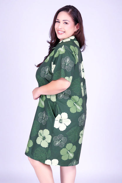 HIBISCUS PARADISE BUTTON DOWN DRESS