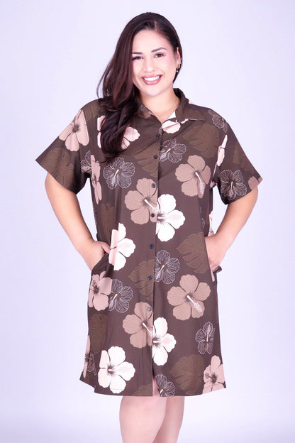 HIBISCUS PARADISE BUTTON DOWN DRESS