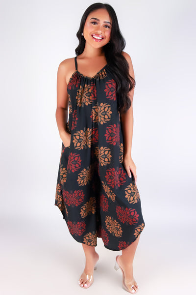 Jeans Warehouse Hawaii - PRINT CASUAL JUMPSUITS - MANGO QUILT NO WAIST JUMPSUIT | By LUZ
