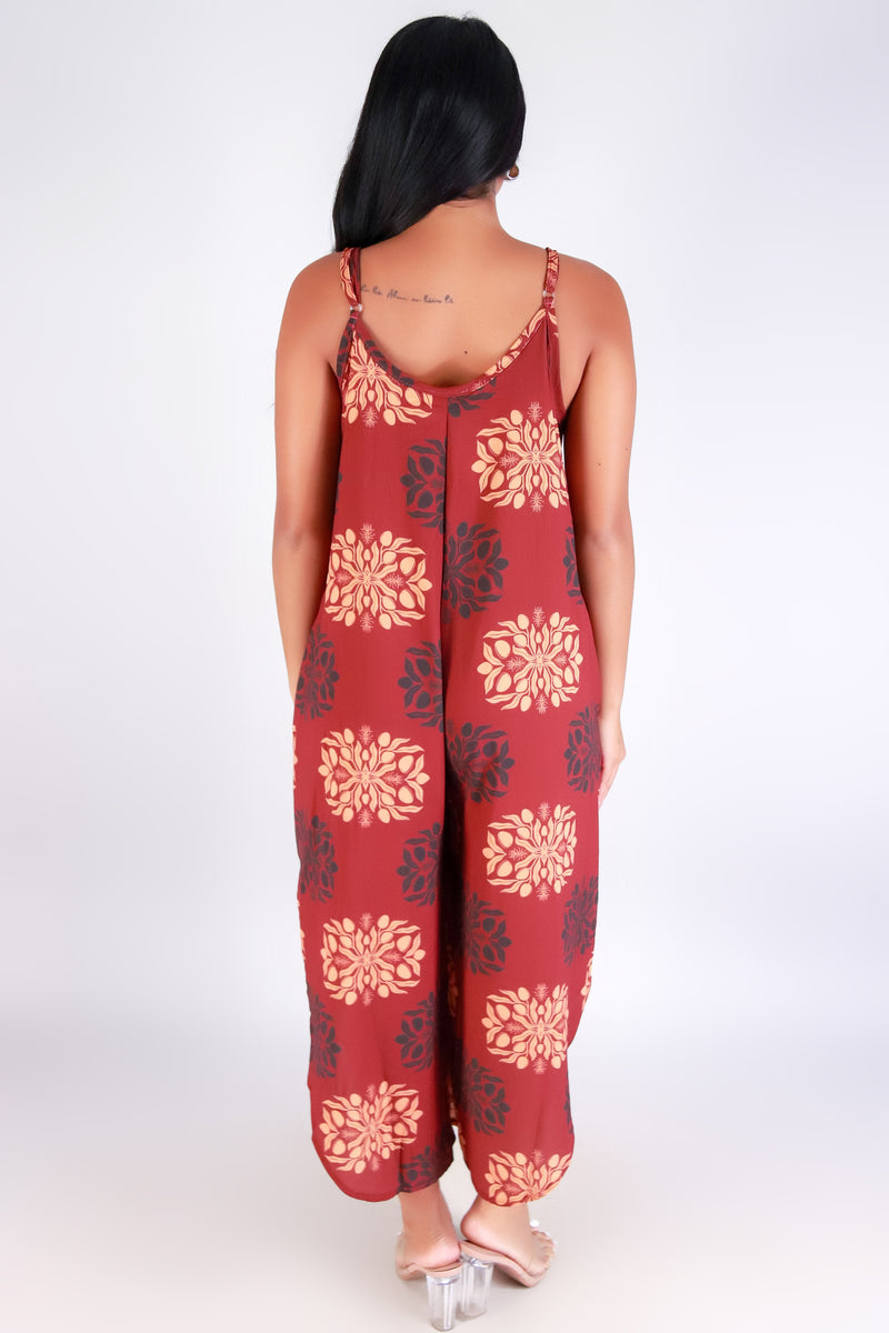 Jeans Warehouse Hawaii - PRINT CASUAL JUMPSUITS - MANGO QUILT NO WAIST JUMPSUIT | By LUZ