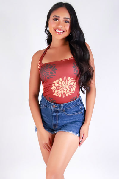 Jeans Warehouse Hawaii - SL PRINT - MANGO QUILT HALTER TOP | By LUZ