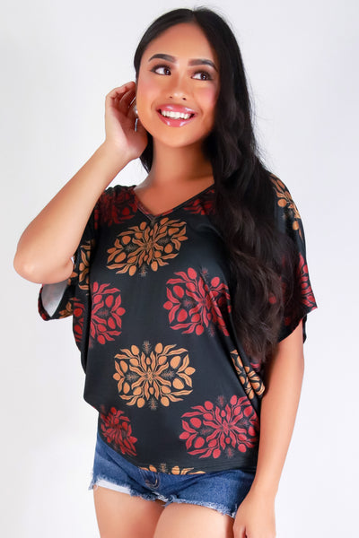 Jeans Warehouse Hawaii - SS PRINT - MANGO QUILT DOLMAN TOP | By LUZ