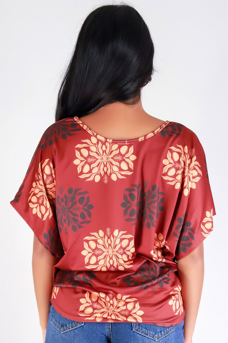 Jeans Warehouse Hawaii - SS PRINT - MANGO QUILT DOLMAN TOP | By LUZ