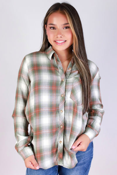 Jeans Warehouse Hawaii - L/S PRINT WOVEN CASUAL TOPS - FLANNEL FEVER TOP | By BE COOL