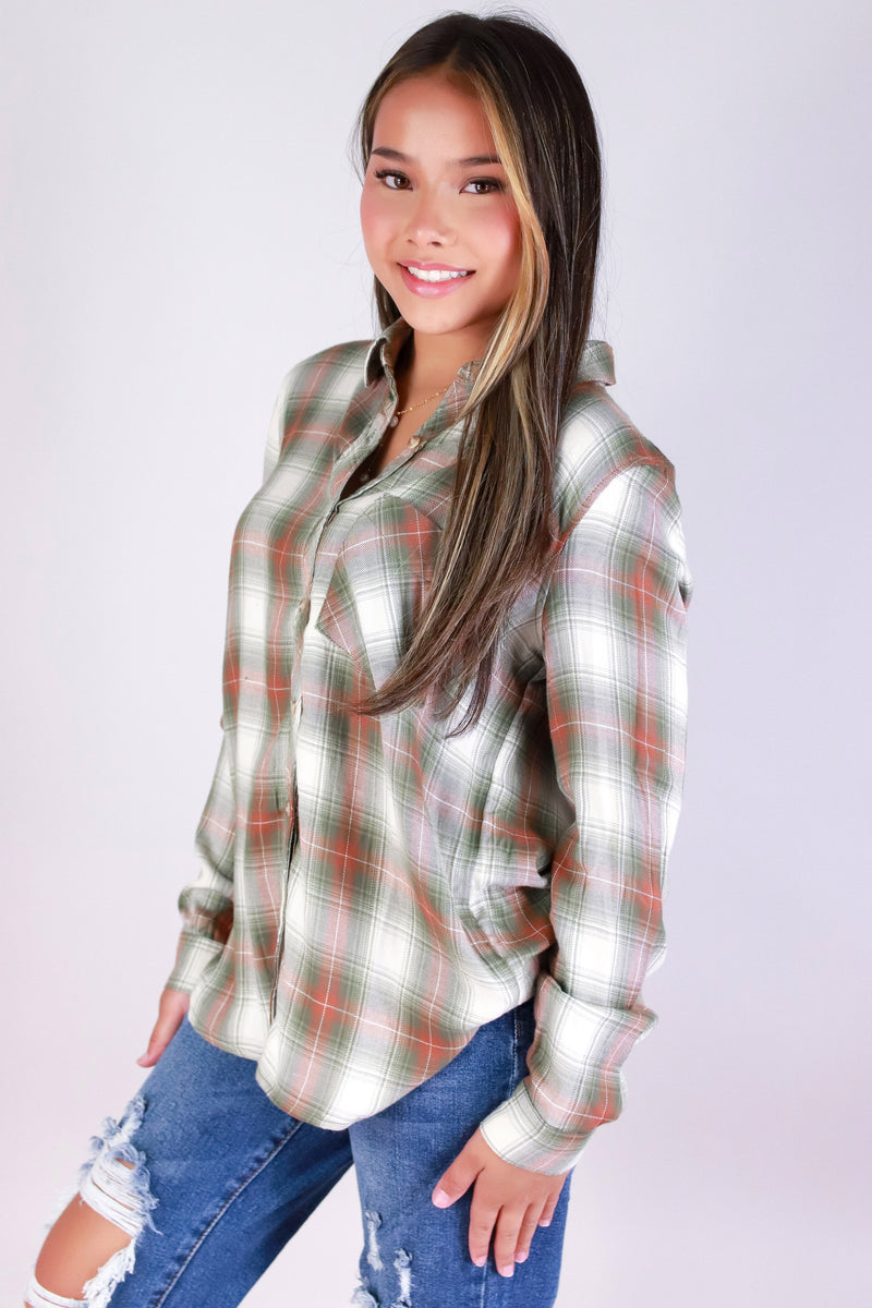 Jeans Warehouse Hawaii - L/S PRINT WOVEN CASUAL TOPS - FLANNEL FEVER TOP | By BE COOL