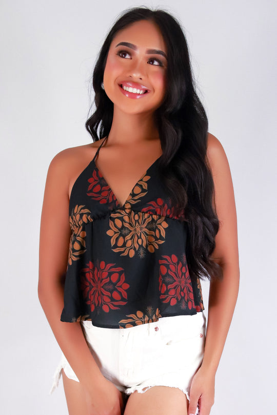 MANGO QUILT BABYDOLL HALTER TOP