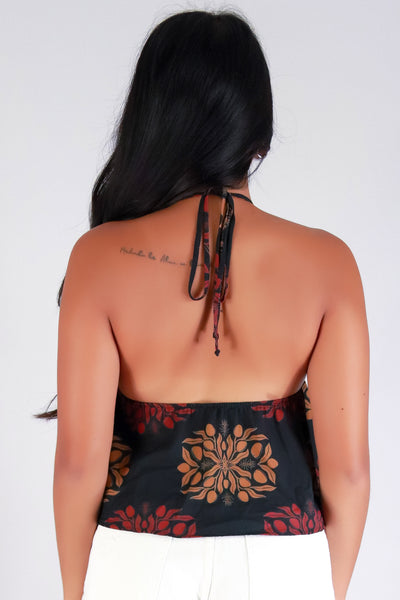 Jeans Warehouse Hawaii - TANK PRINT WOVEN DRESSY TOPS - MANGO QUILT BABYDOLL HALTER TOP | By LUZ