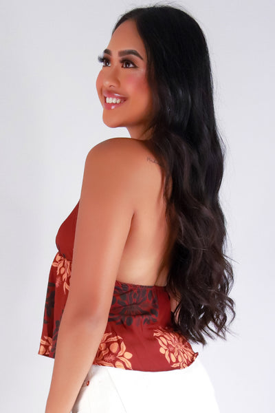 Jeans Warehouse Hawaii - TANK PRINT WOVEN DRESSY TOPS - MANGO QUILT BABYDOLL HALTER TOP | By LUZ